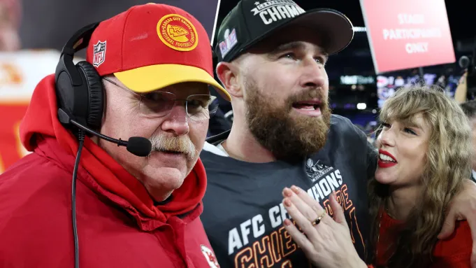  Andy Reid on Travis Kelce and Taylor Swift: "Listen, she's a good girl and I'm happy for Trav, and there has been no distraction that way at all. Trav's handled it right, she's handled it right, and we just move forward, so it hasn't been a problem at all"