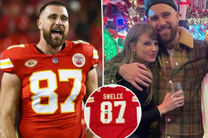 Stamp of Approval:Travis Kelce signs custom ‘Swelce’ jersey for Kansas City Chiefs auction amid Taylor Swift romance