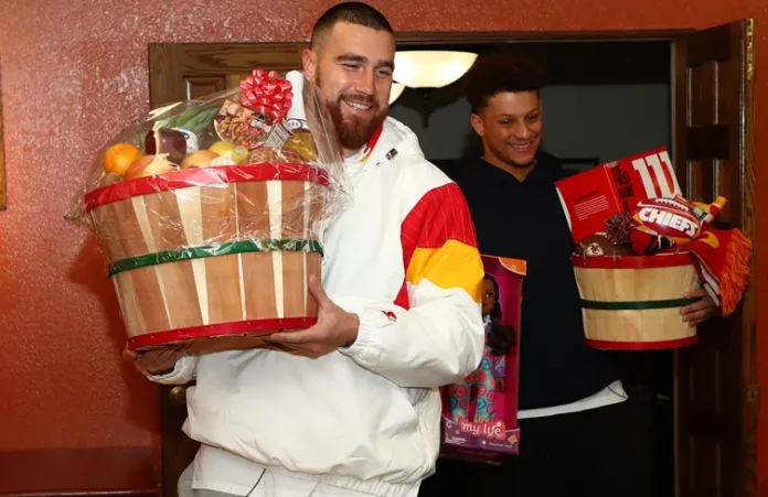 Its festive period and season of giving!!! Chiefs' QB Patrick Mahomes and TE Travis Kelce Surprise a Local Family with Food, Gifts and a Day to Remember