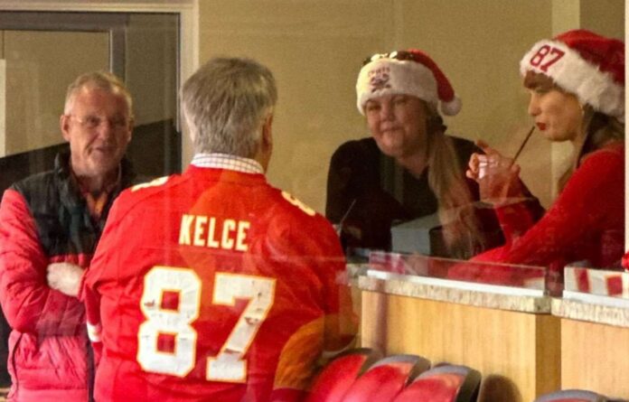 Taylor Swift's Parents and Travis Kelce's Dad Ed Mingled in Tight End's Suite Before Chiefs Game: See the Photo