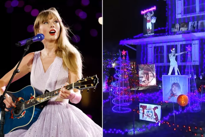 ‘Merry Swiftmas!': Illinois Home Decorated with Taylor Swift and Travis Kelce-Themed Light Display