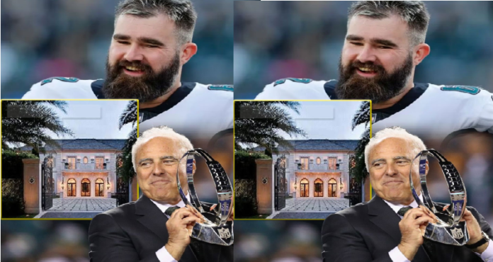 Eagles owner Jeffery Lurie unexpectedly gifts former player Jason Kelce a $28.5 million six-bedroom mansion in Palm Beach, publicly thanking him for accepting the role of “New Eagle Manager.”