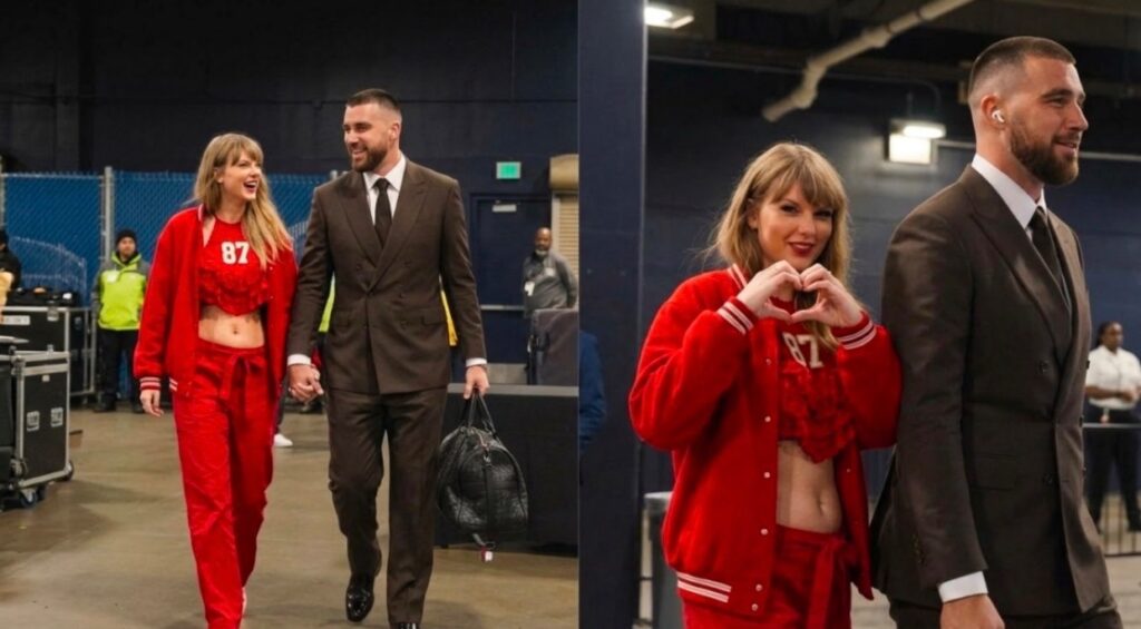 Hand Rlaxed Taylor Swift and Husband Travis Kelce Make History While Breaking NFL ...